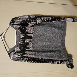 Gray and Black Sequin Sweater